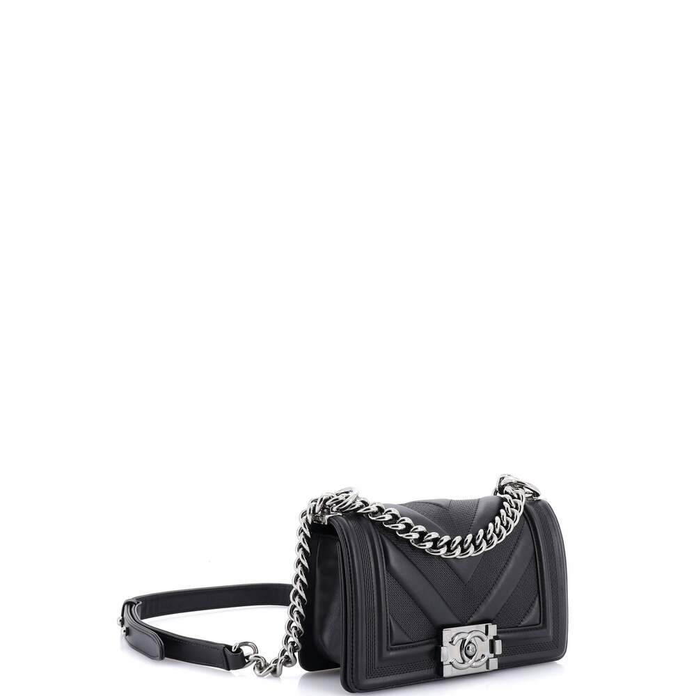 Chanel Boy Flap Bag Perforated Chevron #205096C49B - Picture 3 of 7
